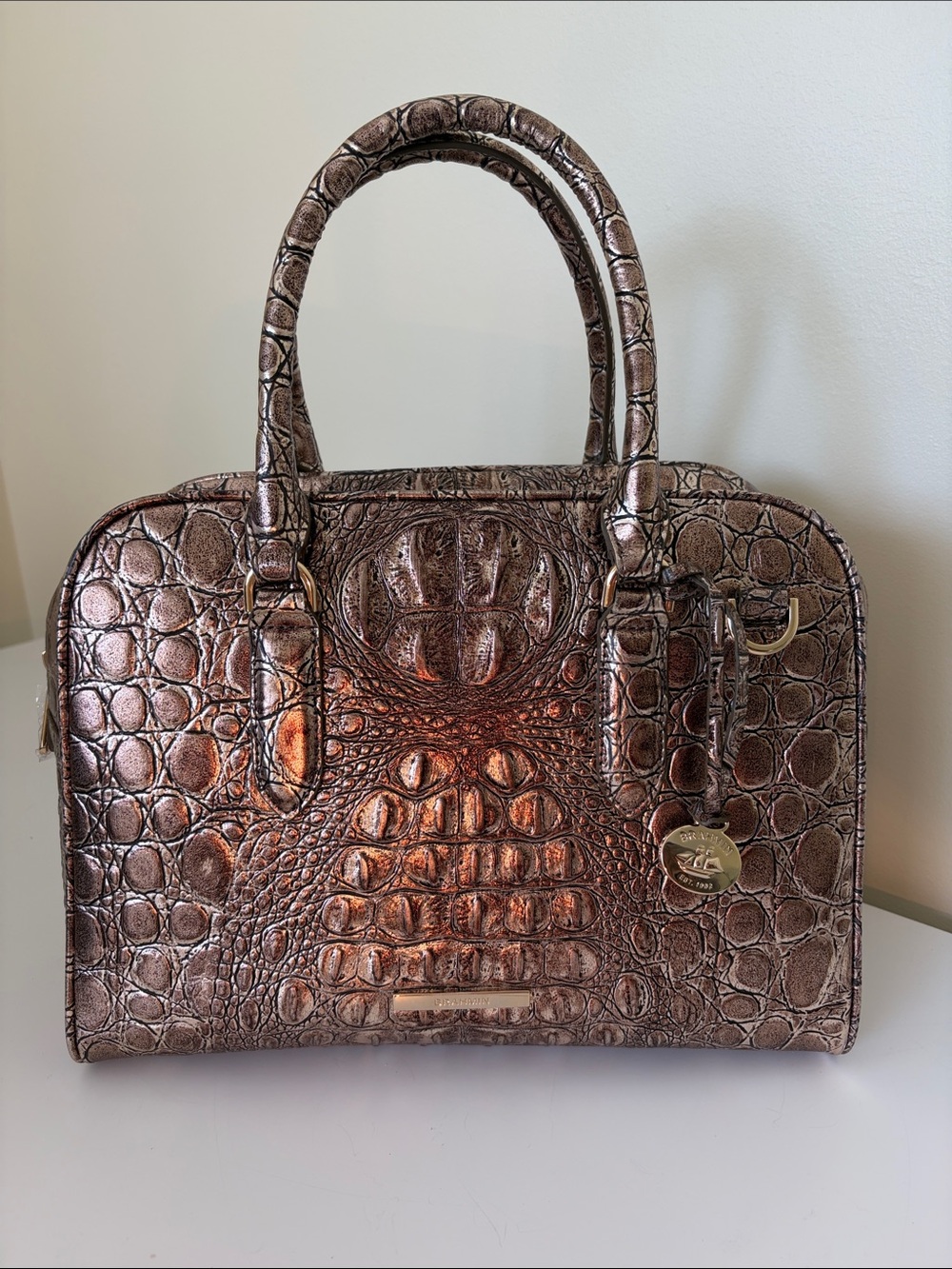 “New-ish” Brahmin Marissa Bronze Nebula Satchel with Matching Veronica Wallet. - Picture 2 of 10